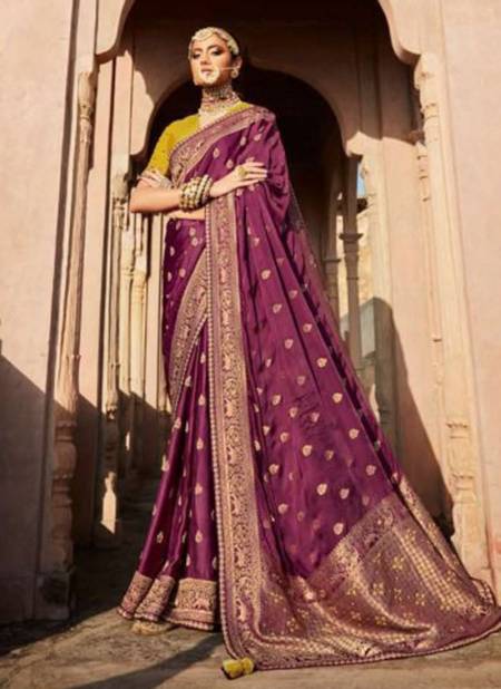 Purple Colour Latest Fancy Wedding Wear Dola Silk Designer Saree Collection 119